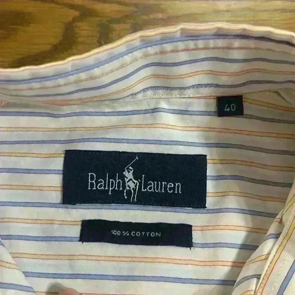 Vintage Ralph Lauren Blue Label 100% cotton size 40/Large. Blue, gold and white - Picture 4 of 6